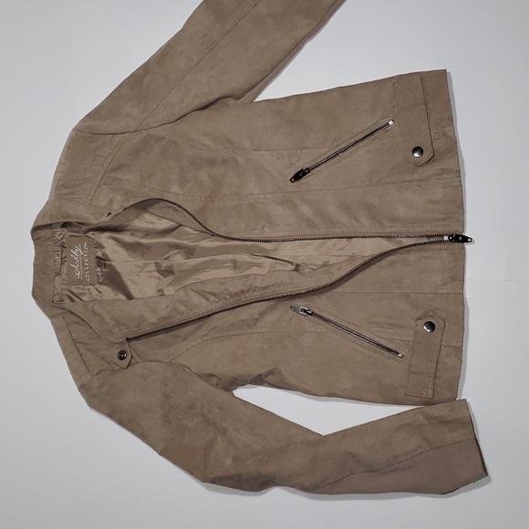 Excellent Condition- Sebby Faux Suede Jacket Tan Taupe Size Small - Picture 2 of 10